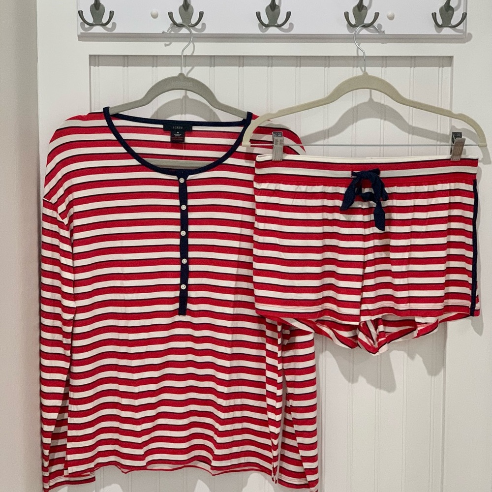 J.Crew Softest Jersey Henley Pajama Set in Stripe